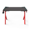 Gaming Desk, LED R-Shaped Carbon Fiber Desktop Home Office Desk with Mouse Pad, Cup Holder & Headphone Hook, 47 inch Red