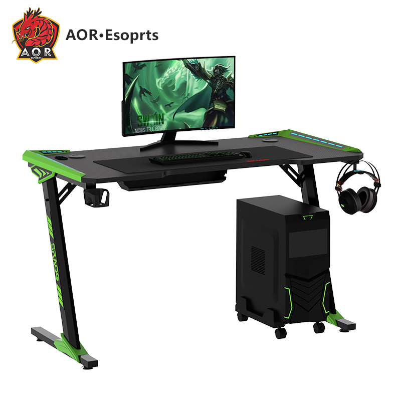 Aor Esports Z Shaped Carbon Fiber Texture Gaming Desk 