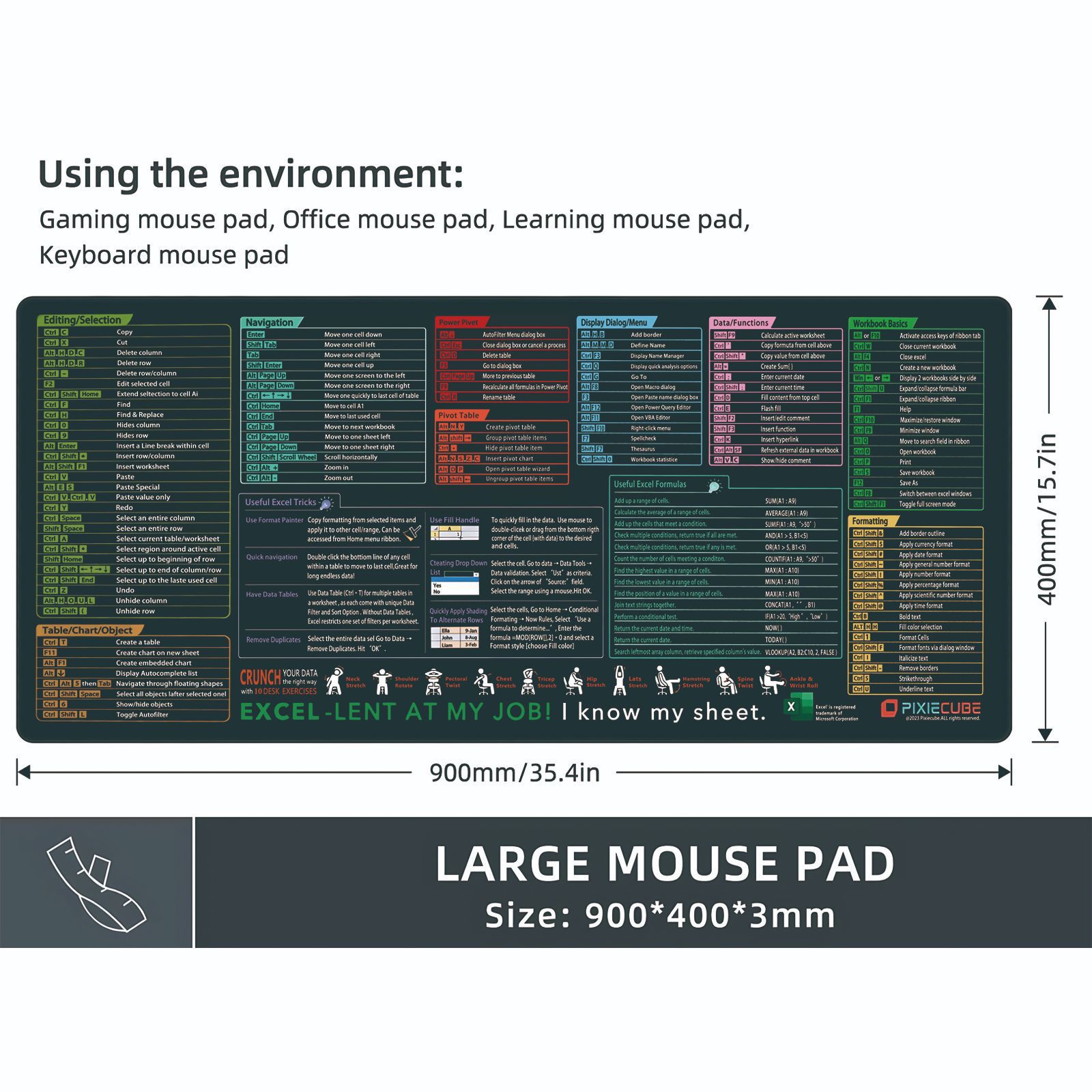 Mouse pad full English shortcut keys Large ip computer desk mat Europe and the United States dirty non-slip desk mat